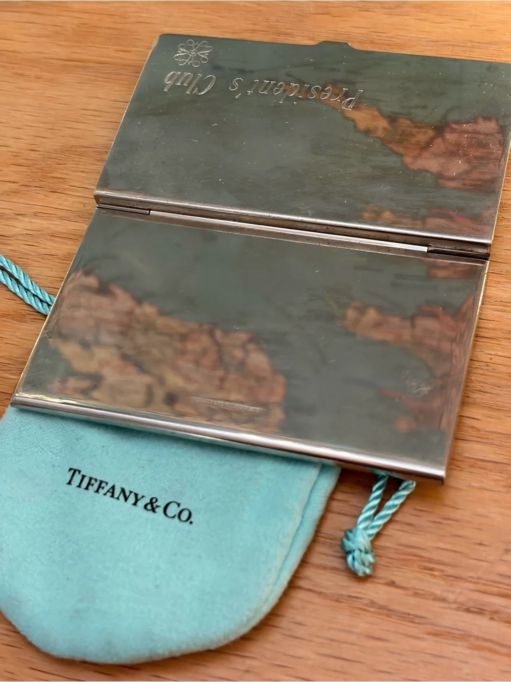 Authentic Tiffany & Co. Silver Plated Business Card Case Holder with Pouch